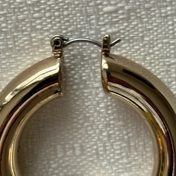 14K Gold Plated Chunky Hoops - Picture 3 of 7